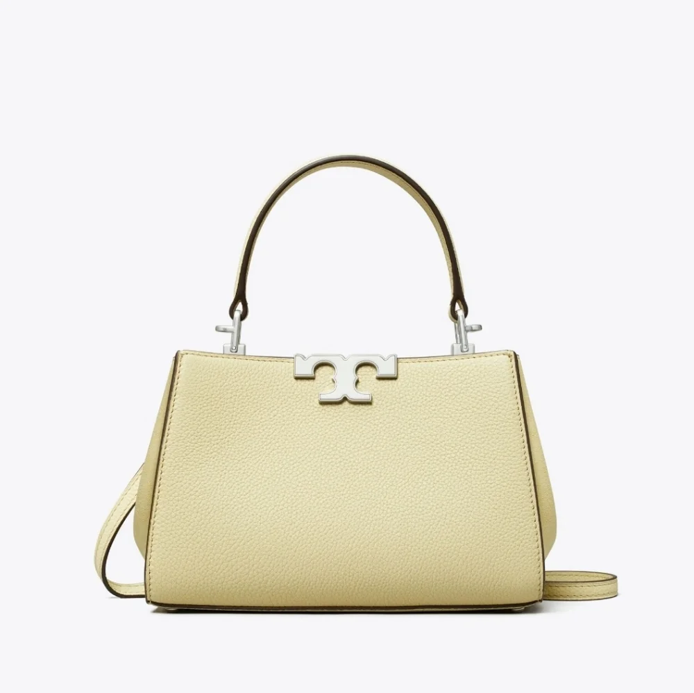 NWT Tory Burch Mini Eleanor Pebbled Satchel. Lemon Sugar. - Picture 10 of 11